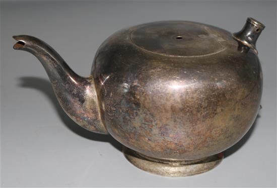 A 1930s silver bullet shaped teapot (no handle) by Nayler Brothers, London, 1931, 16 oz.